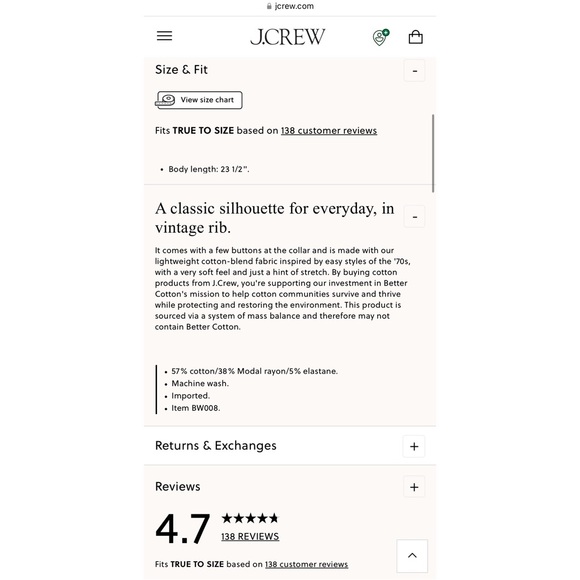 {J. Crew} Vintage rib long-sleeve henley T-shirt - Size L - NWT - Picture 6 of 6